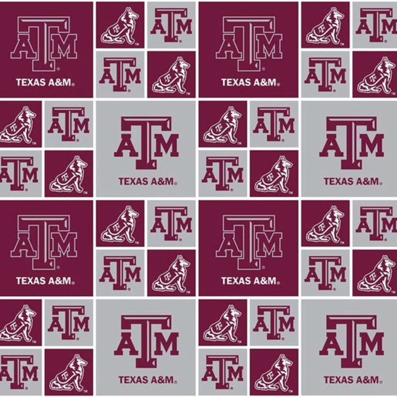 Licensed NCAA Texas A&M Block TAM-020 Cotton Fabric by the Yard